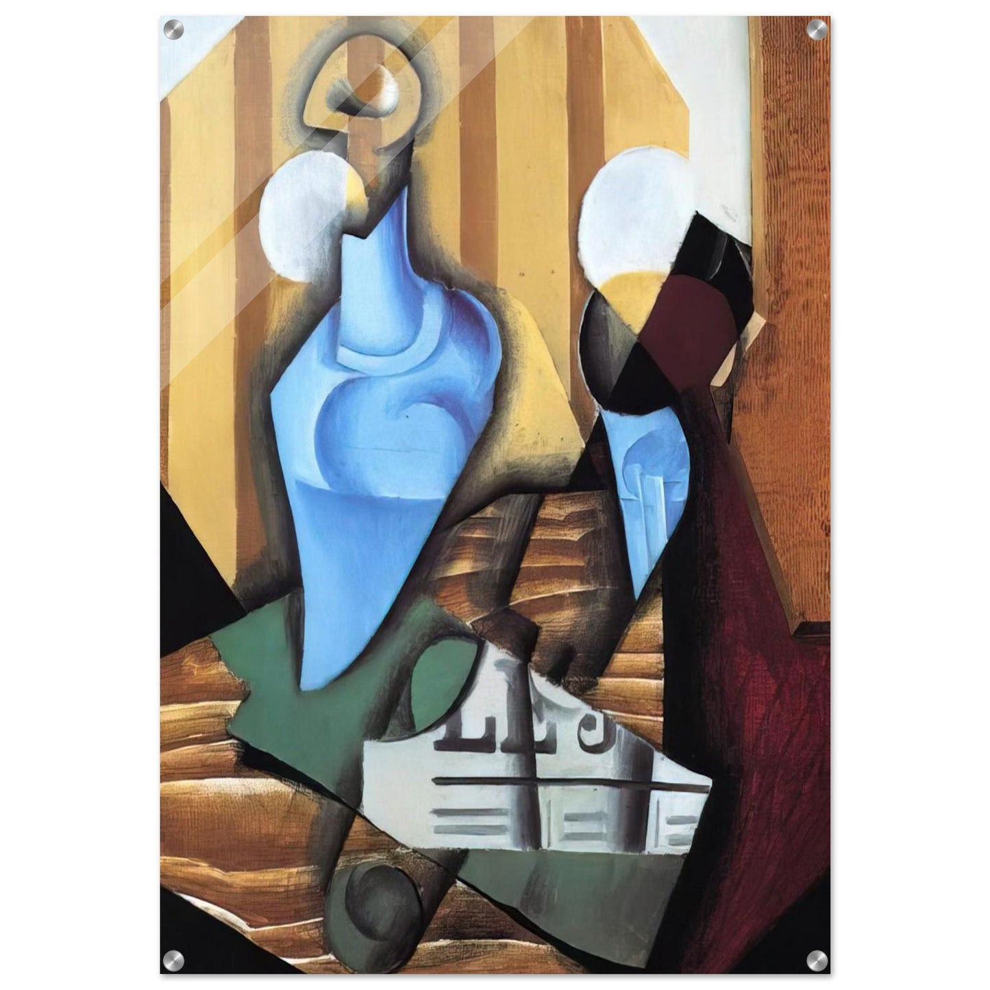 STILL LIFE WITH BOTTLE AND GLASS 1914 - Juan Gris Acrylic Print - 70x100 cm / 28x40″ inches | Juan Gris Wall Art | Juan Gris Prints