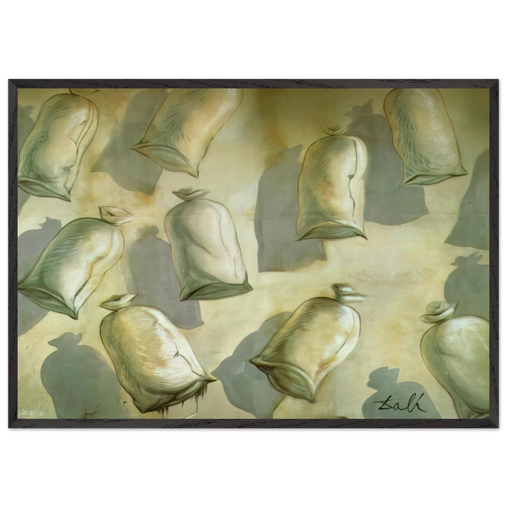 SET DESIGN FOR THE BALLET LOS SACOS DEL MOLINERO 2 - Salvador Dali 70x100 cm / 28x40 inches Framed Art Print – Black Wooden Frame