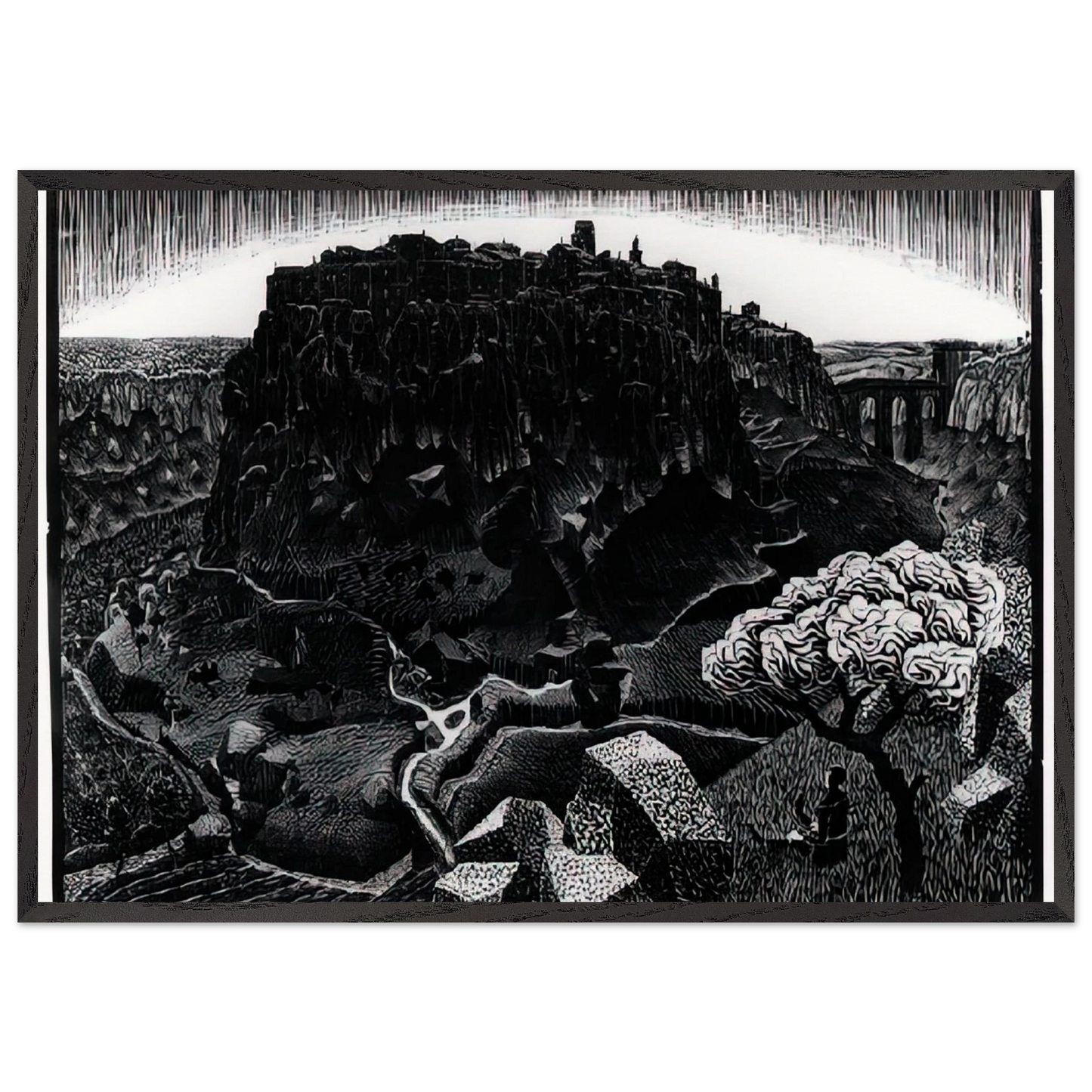VITORCHIANO NEL CIMINO - MC Escher Framed Art Print – Black Wooden Frame - Default Title - -Framed Art Print