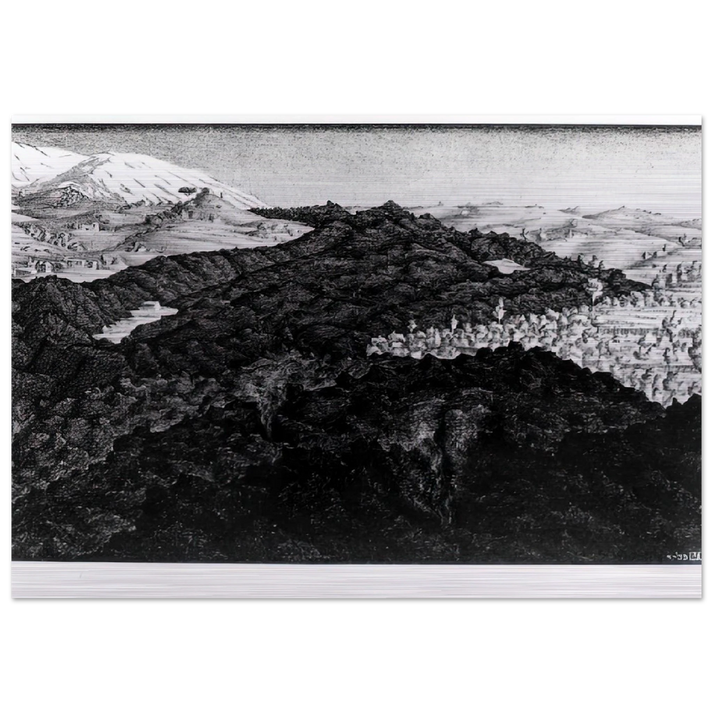 LAVA FLOW FROM ETNA - MC Escher Brushed Aluminum Print - 70x100 cm / 28x40 inches | MC Escher Aluminum Print | MC Escher Prints | Maurits Cornelis Escher Prints