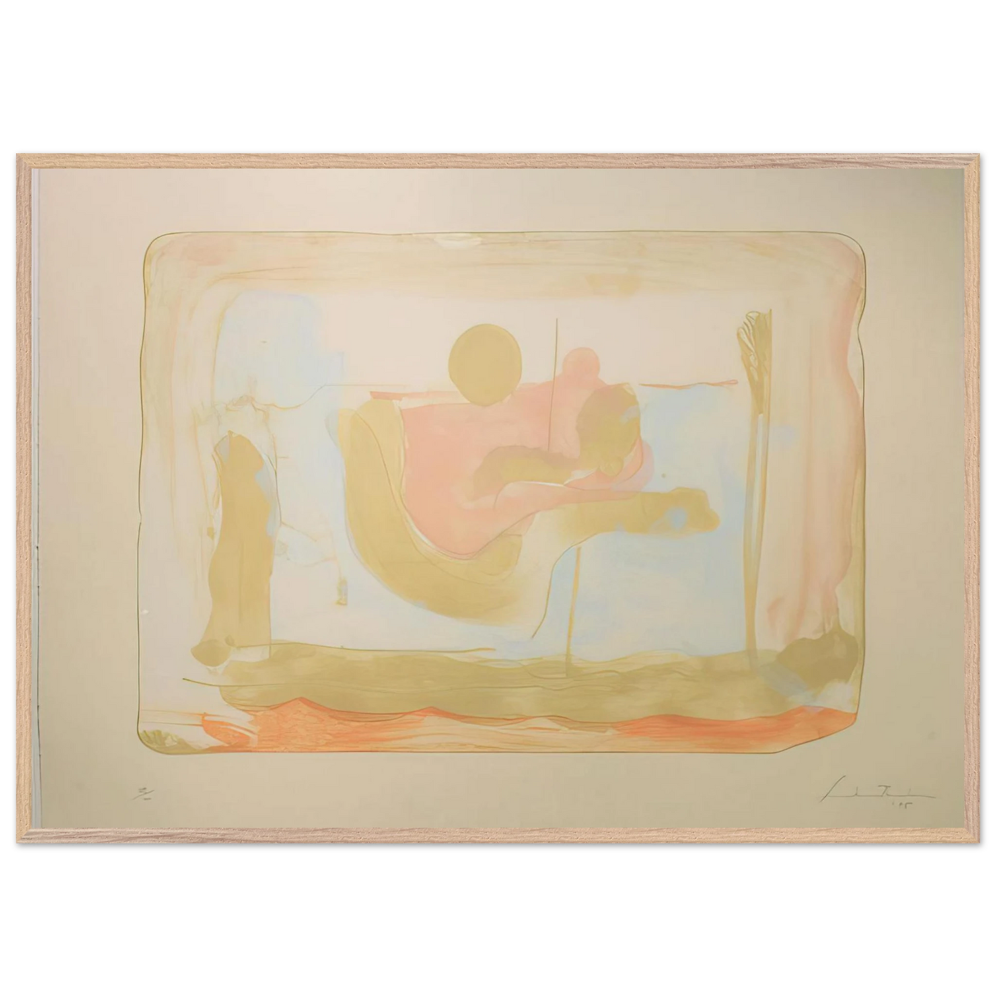 Helen Frankenthaler - Reflections I - 1995 Wall art - 27x35 cm / 11x14 inches - Premium Wooden Framed Poster With Fine Art Paper - Wood frame