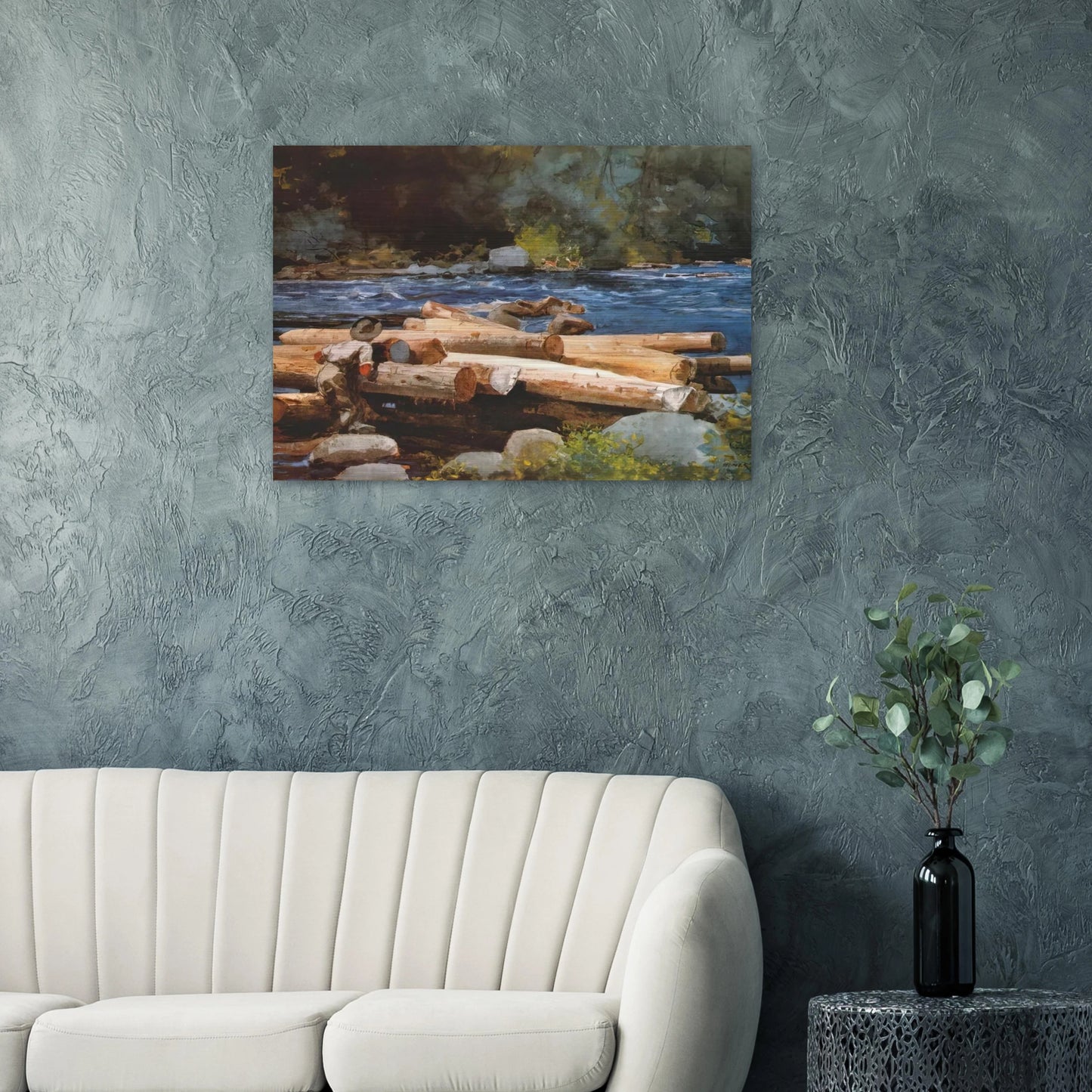 HUDSON RIVER - Winslow Homer Brushed Aluminum Print - 70x100 cm / 28x40 inches | Winslow Homer Aluminum Print | Winslow Homer Prints