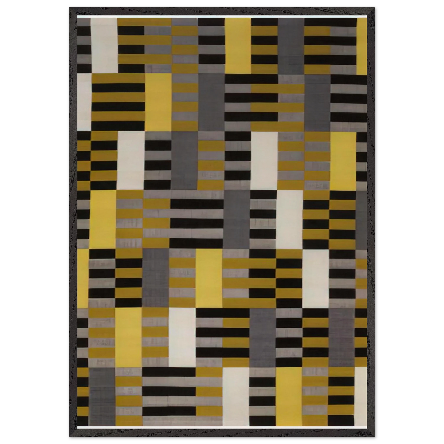 BLACK WHITE YELLOW 1926 - Anni Albers Framed Art Print – Black Wooden Frame - Default Title - -Framed Art Print