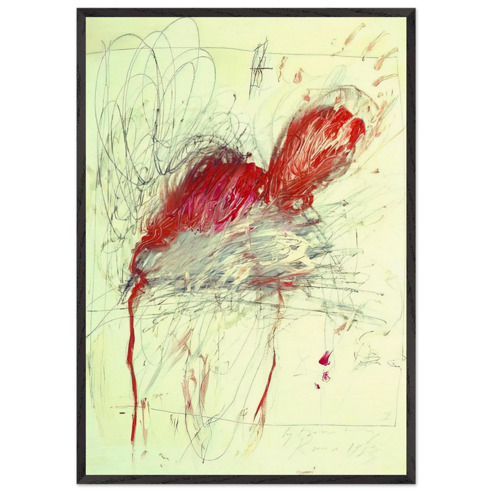 Leda and the Swan - Cy Twombly 70x100 cm / 28x40 inches Framed Art Print – Black Wooden Frame