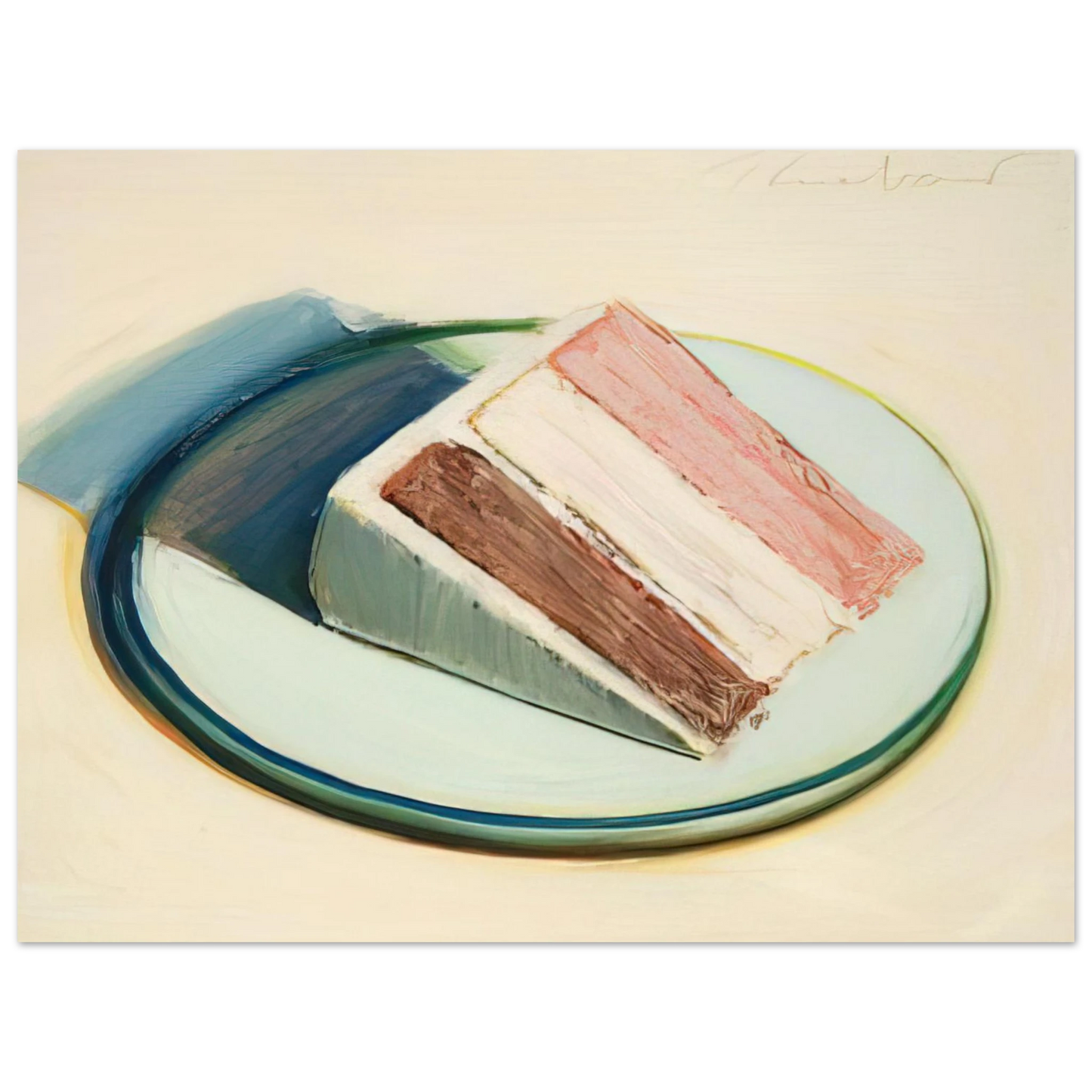 Wayne Thiebaud - Cake Slice - 1979 Wall Art - 60x80 cm / 24x32 inches - Premium Wooden Framed Poster With Fine Art Paper - Wood frame