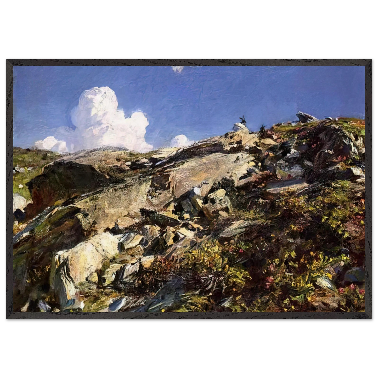 In the Alps - John Singer Sargent 70x100 cm / 28x40 inches Framed Art Print – Black Wooden Frame