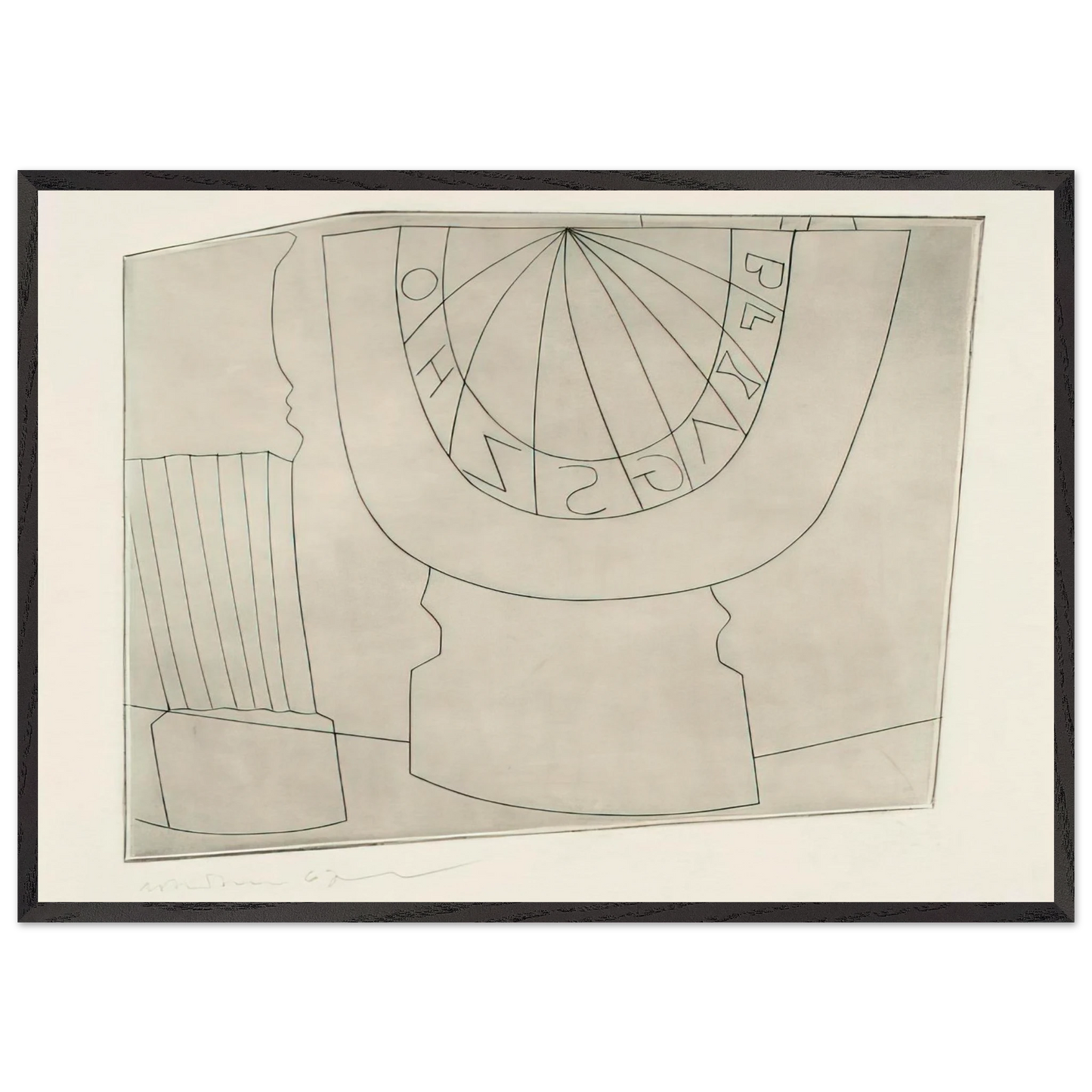 Turkish sundial column - 1967 - Ben Nicholson Framed Art Print – Black Wooden Frame - Default Title - -Framed Art Print