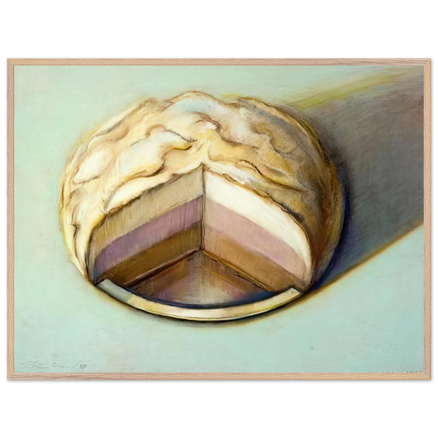 Wayne Thiebaud - Neapolitan Meringue - 1999 Wall Art - 60x80 cm / 24x32 inches - Premium Wooden Framed Poster With Fine Art Paper - Wood frame