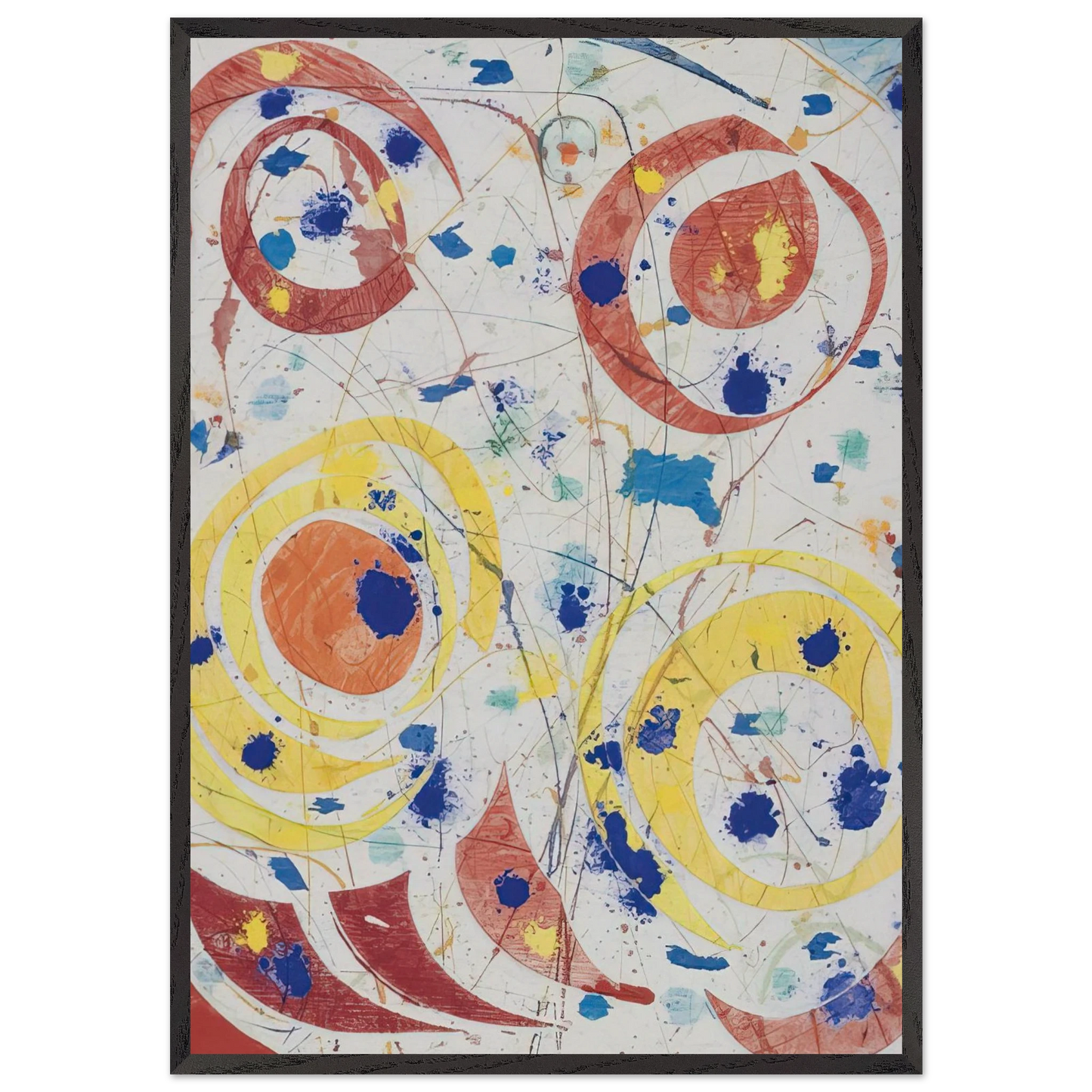 Untitled monotype with woodcut - Sam Francis Framed Art Print – Black Wooden Frame - Default Title - -Framed Art Print