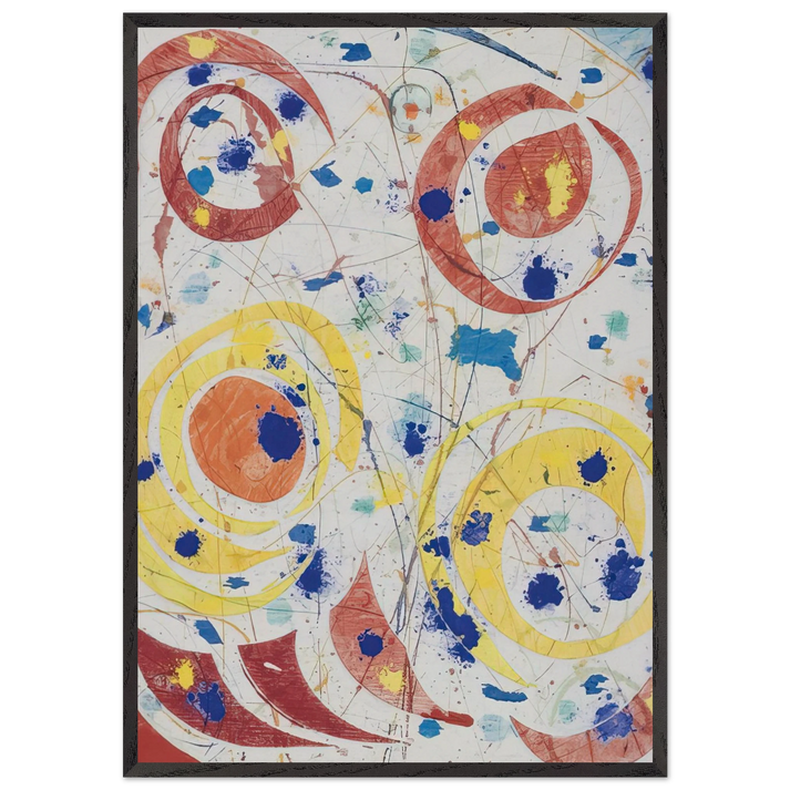 Untitled monotype with woodcut - Sam Francis 70x100 cm / 28x40 inches Framed Art Print – Black Wooden Frame