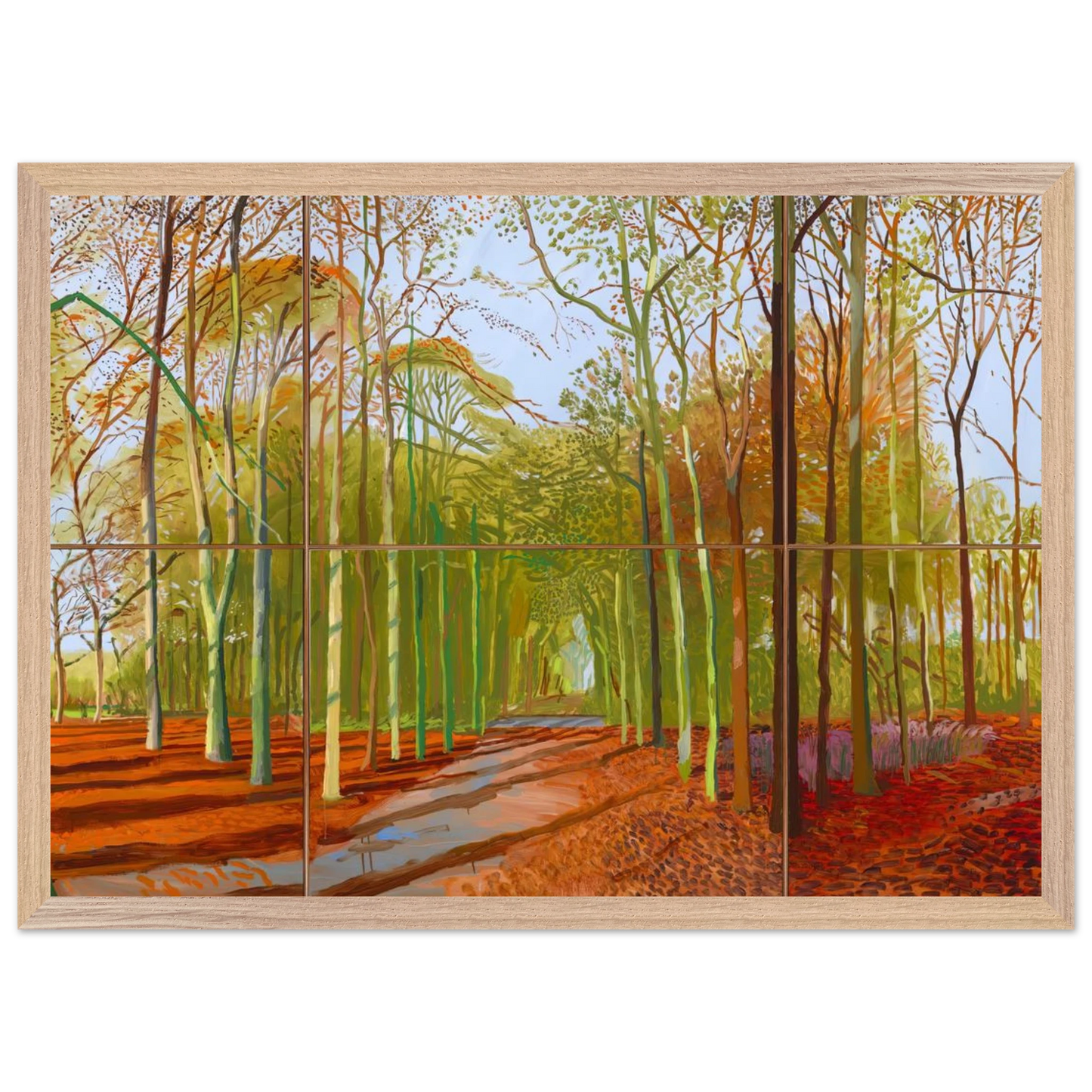 David Hockney - Woldgate Woods, 21, 23 & 29 November 2006 - A3 (29.7 x 42 cm) - Premium Wooden Framed Poster With Fine Art Paper-canvas - Wood frame