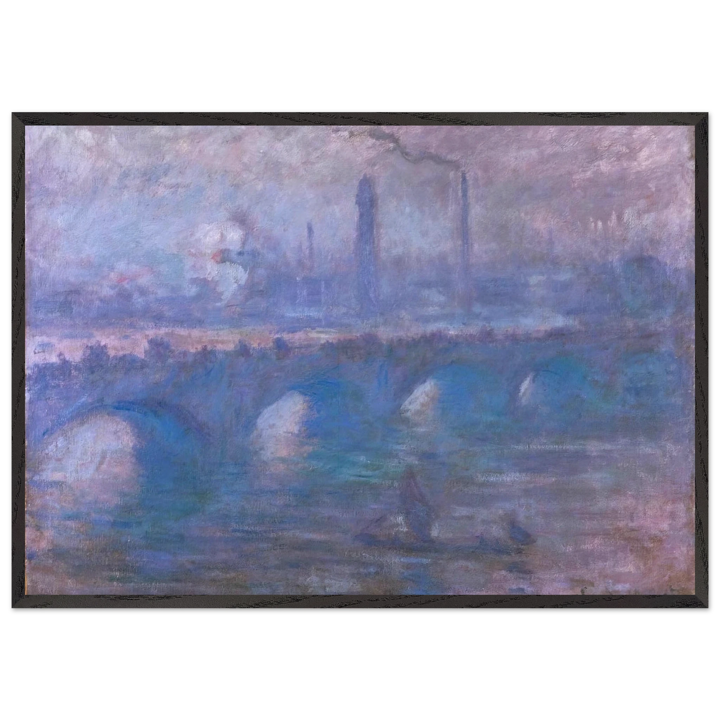 Waterloo Bridge Misty Morning - claude monet Framed Art Print – Black Wooden Frame - Default Title - -Framed Art Print