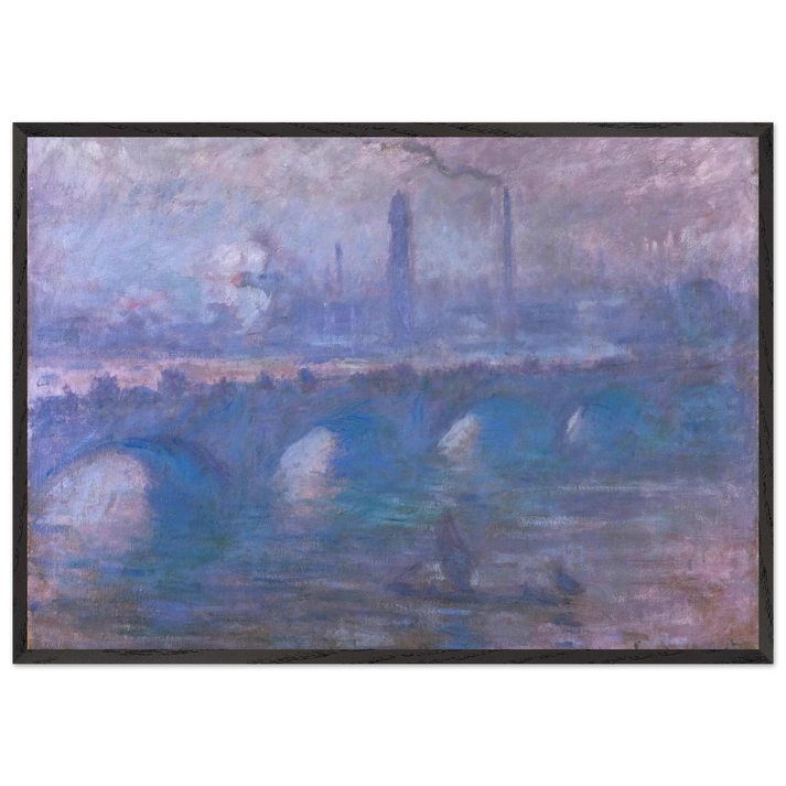 Waterloo Bridge Misty Morning - claude monet 70x100 cm / 28x40 inches Framed Art Print – Black Wooden Frame