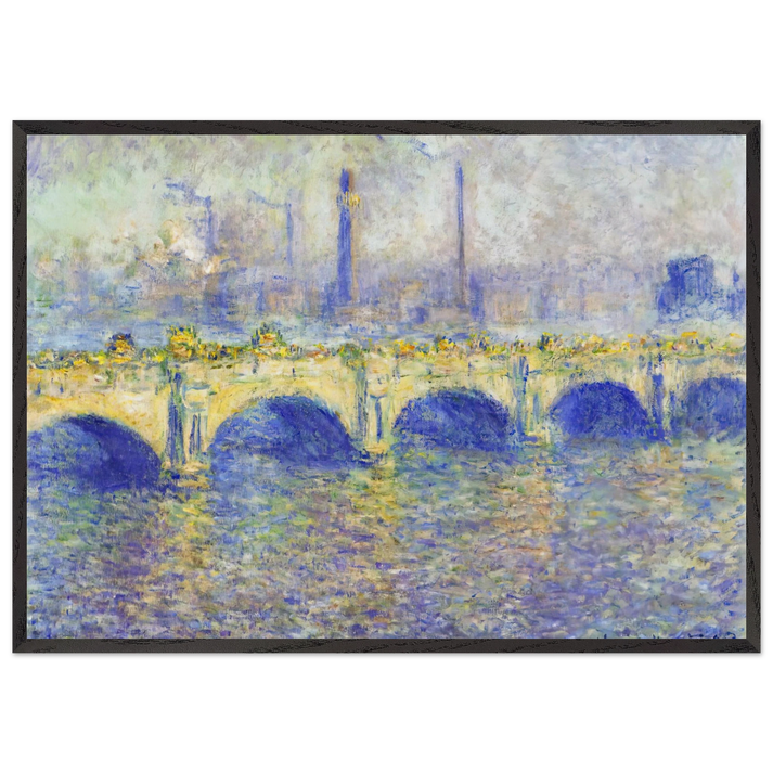 Waterloo Bridge Effect of the Sun - claude monet 70x100 cm / 28x40 inches Framed Art Print – Black Wooden Frame