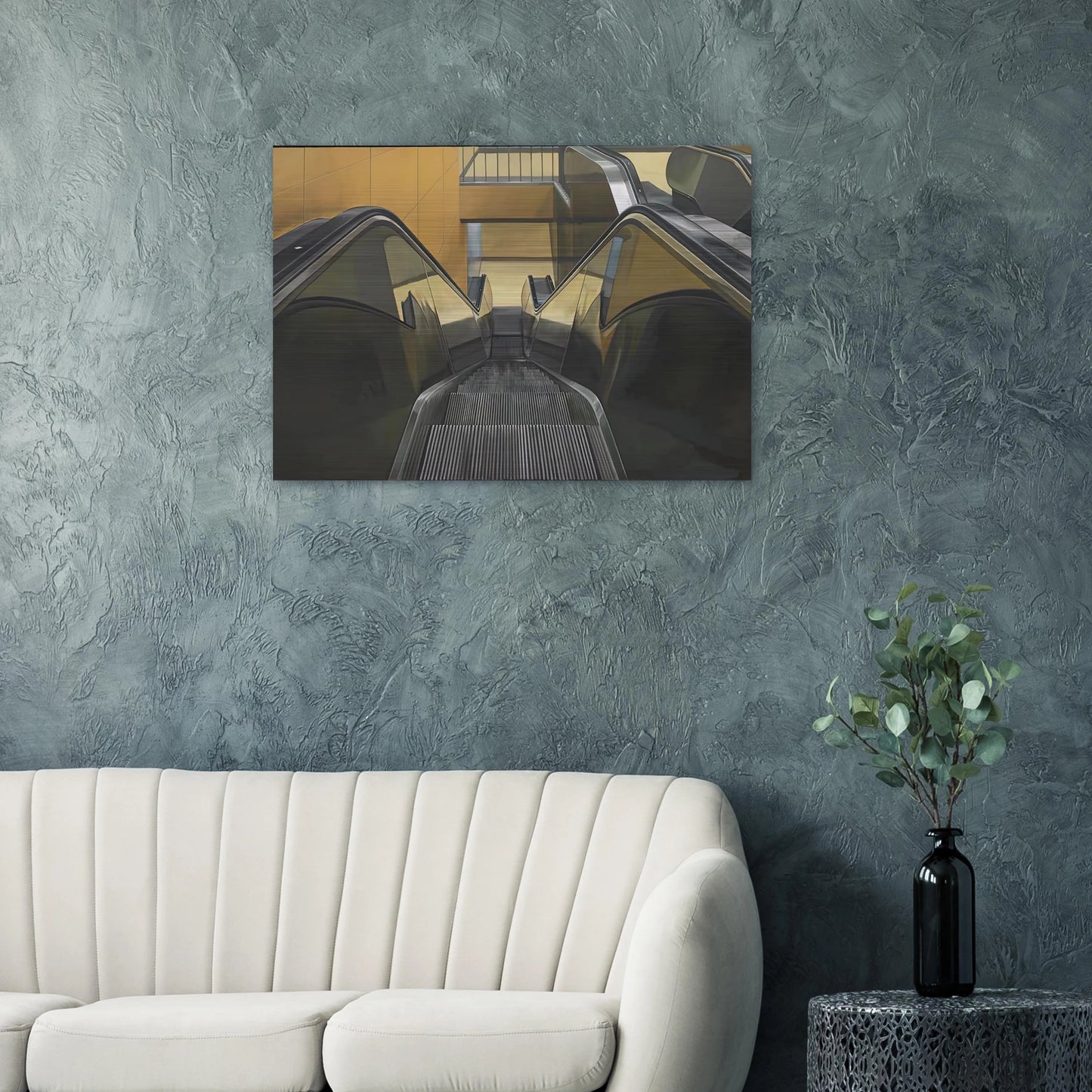 ESCALATOR 1970 - Richard Estes Brushed Aluminum Print - 70x100 cm / 28x40 inches | Richard Estes Aluminum Print | Richard Estes Prints