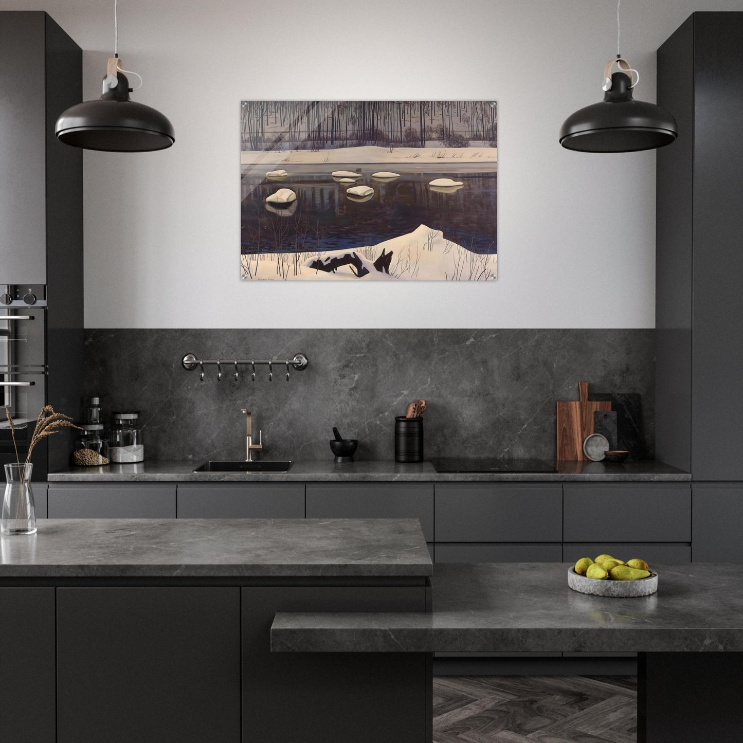 Au Sable River, Winter, Adirondacks - Rockwell Kent Acrylic Print - 70x100 cm / 28x40″ inches