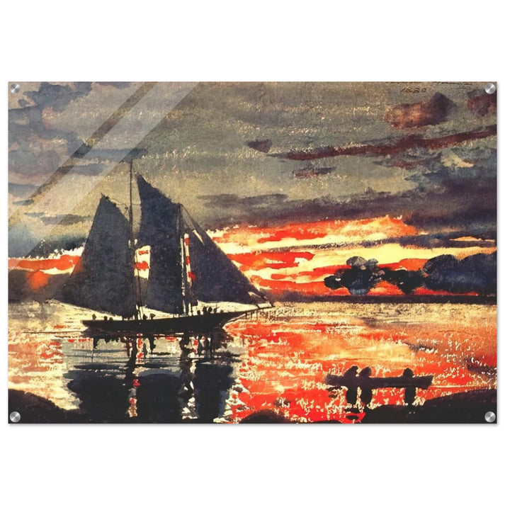 SUNSET FIRES - Winslow Homer Acrylic Print - 70x100 cm / 28x40″ inches