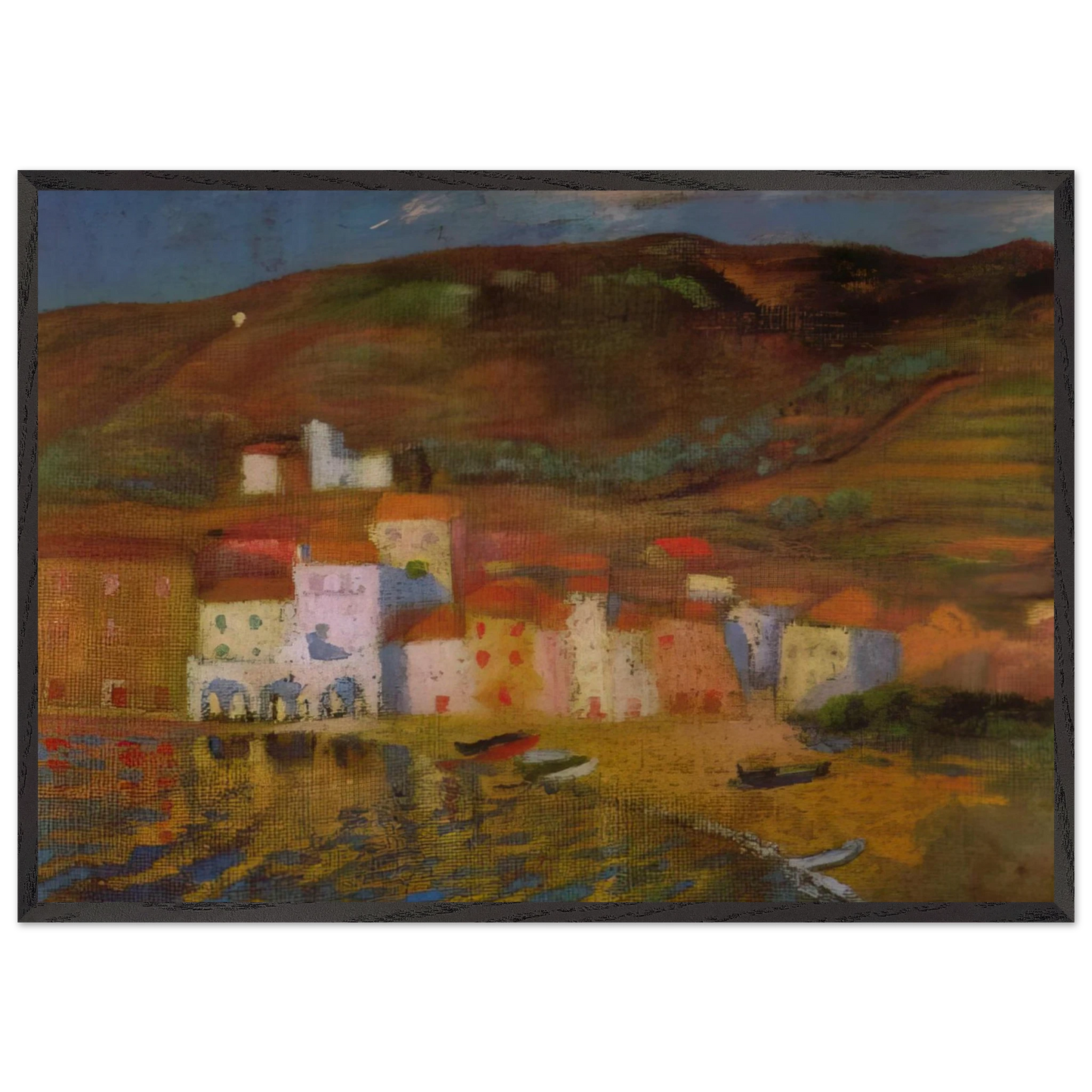 PORTDOGUE AND MOUNT PANI FROM AYUNTAMIENTO - Salvador Dali Framed Art Print – Black Wooden Frame - Default Title - -Framed Art Print