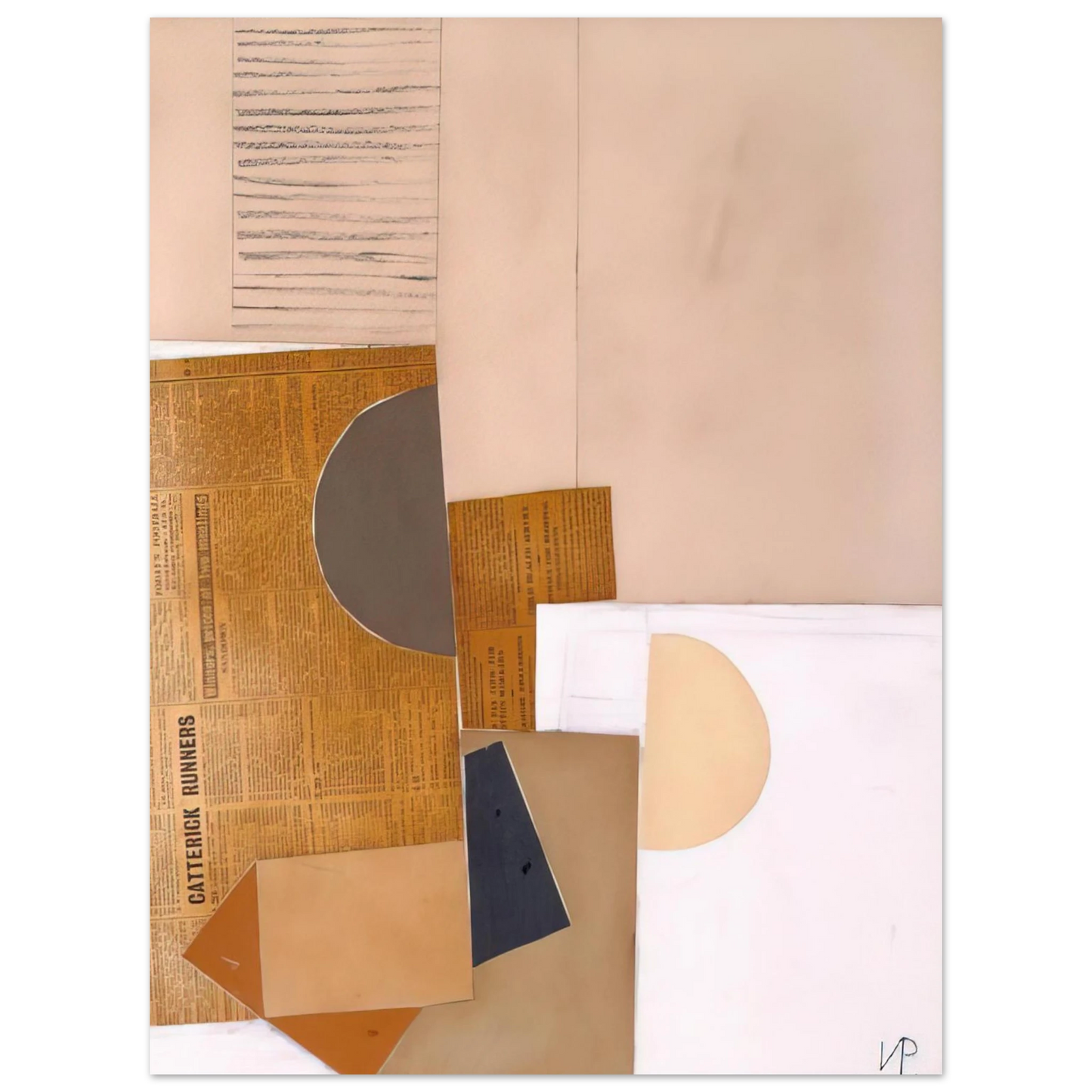 Victor Pasmore - ABSTRACT IN WHITE GREY AND OCHRE 1949 Fine Art Poster - Default Title