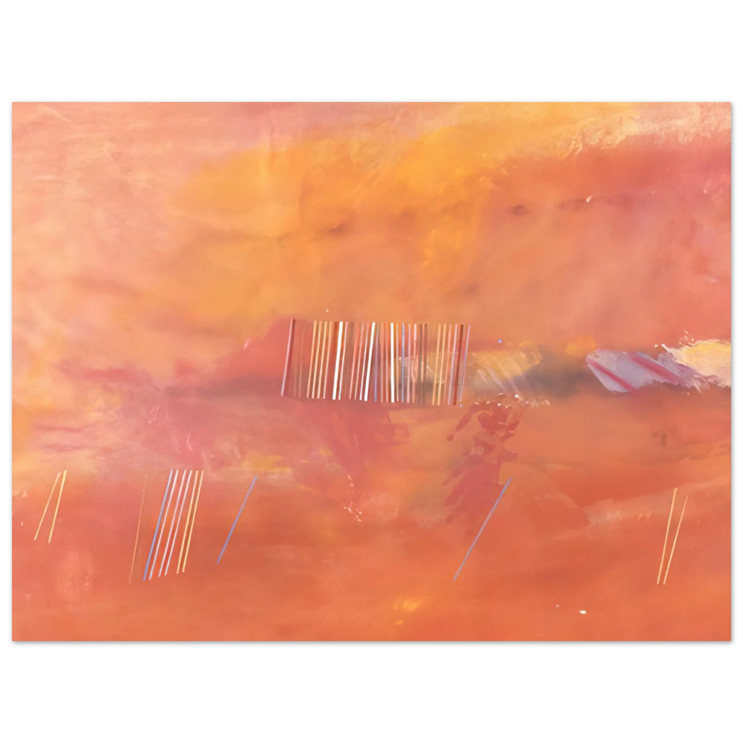 Ronnie Landfield - Orange Line Painting - 1969 Fine Art Poster - Default Title