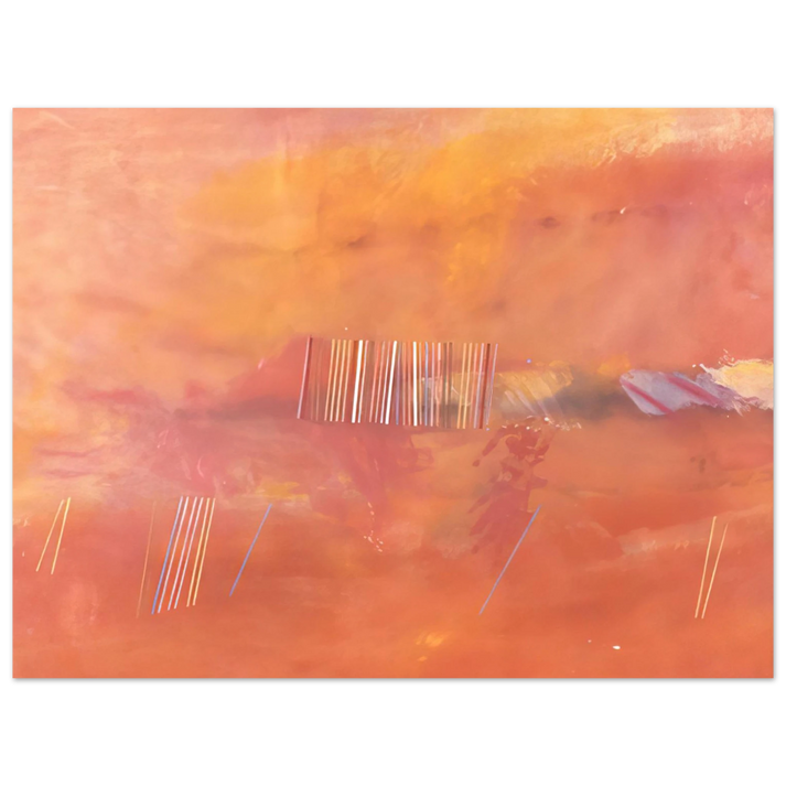 Ronnie Landfield - Orange Line Painting - 1969 75x100 cm / 30x40inches Fine Art Poster