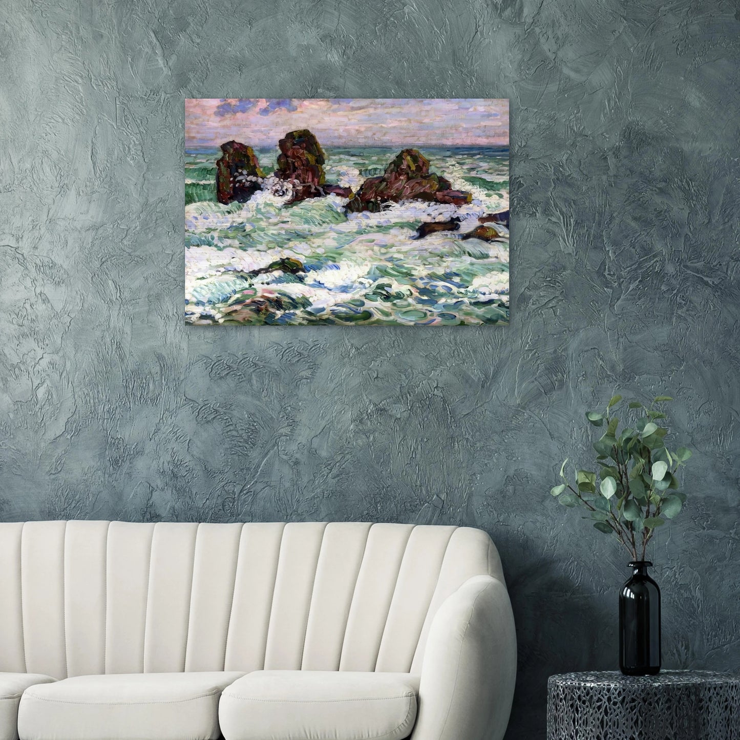 THE ROCKS 1908 - Theo van Rysselberghe Brushed Aluminum Print - 70x100 cm / 28x40 inches | Theo van Rysselberghe Aluminum Print | Theo van Rysselberghe Prints