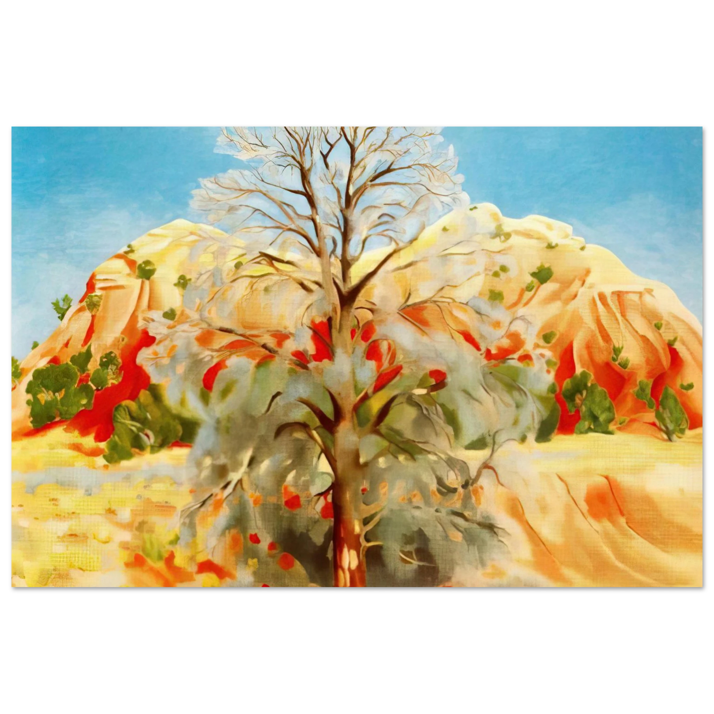 Georgia O'Keeffe - Dead Tree with Pink Hill Fine Art Poster - 40x60 cm / 16x24 inches