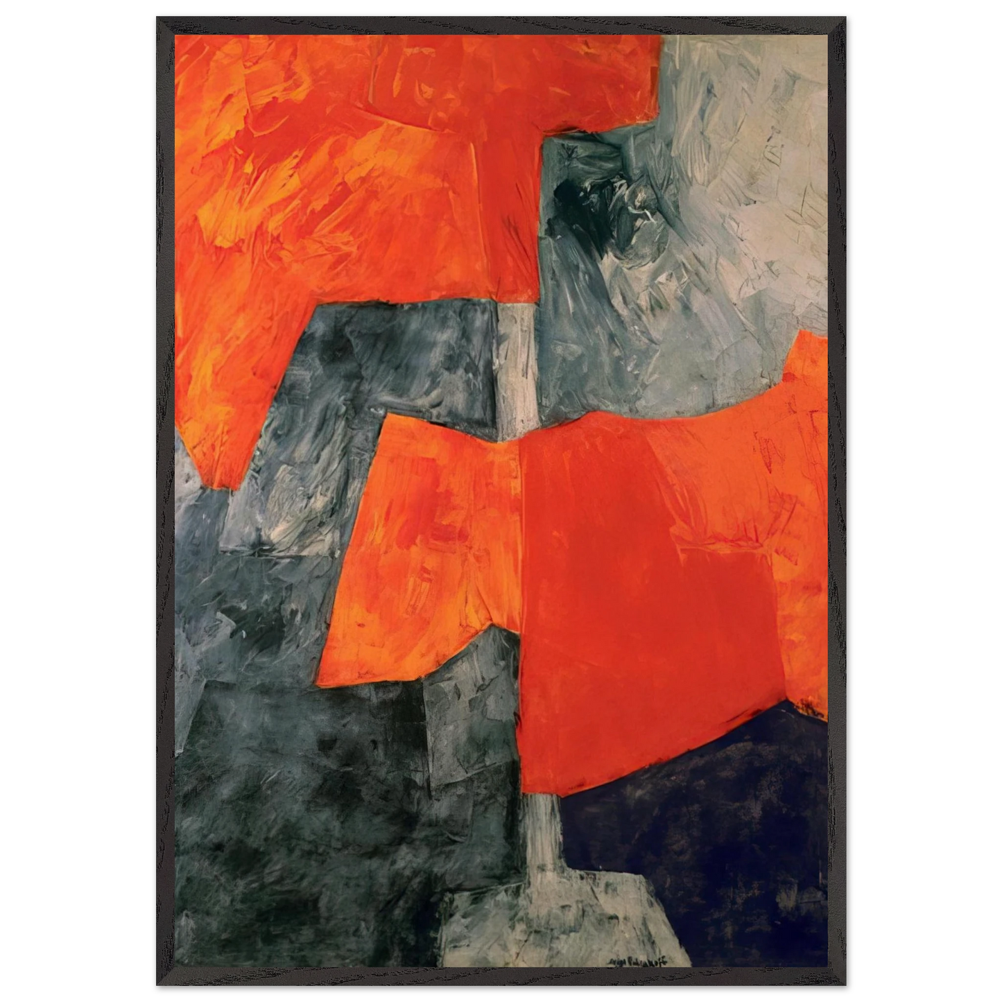 Composition grise et rouge - 1964 - Serge Poliakoff 70x100 cm / 28x40 inches Framed Art Print – Black Wooden Frame