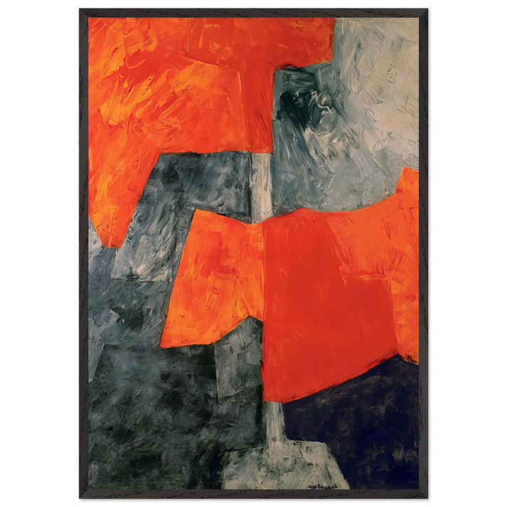 Composition grise et rouge - 1964 - Serge Poliakoff 70x100 cm / 28x40 inches Framed Art Print – Black Wooden Frame