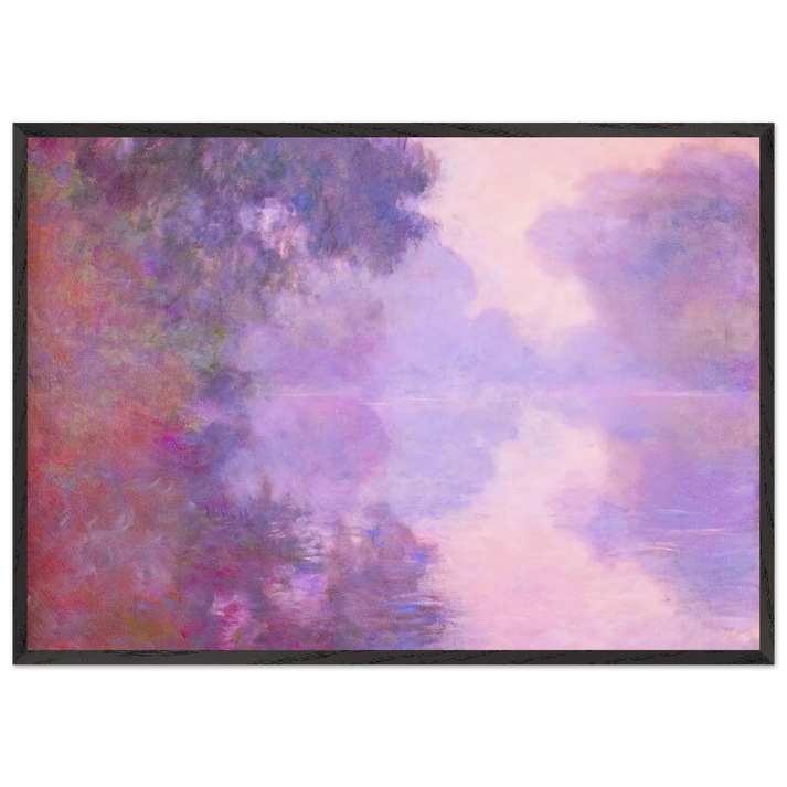 Misty Morning on the Seine - claude monet 70x100 cm / 28x40 inches Framed Art Print – Black Wooden Frame