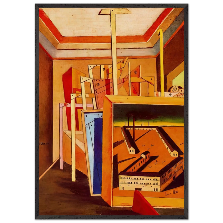 METAPHYSICAL INTERIOR OF STUDIO 1948 - Giorgio de Chirico 70x100 cm / 28x40 inches Framed Art Print – Black Wooden Frame