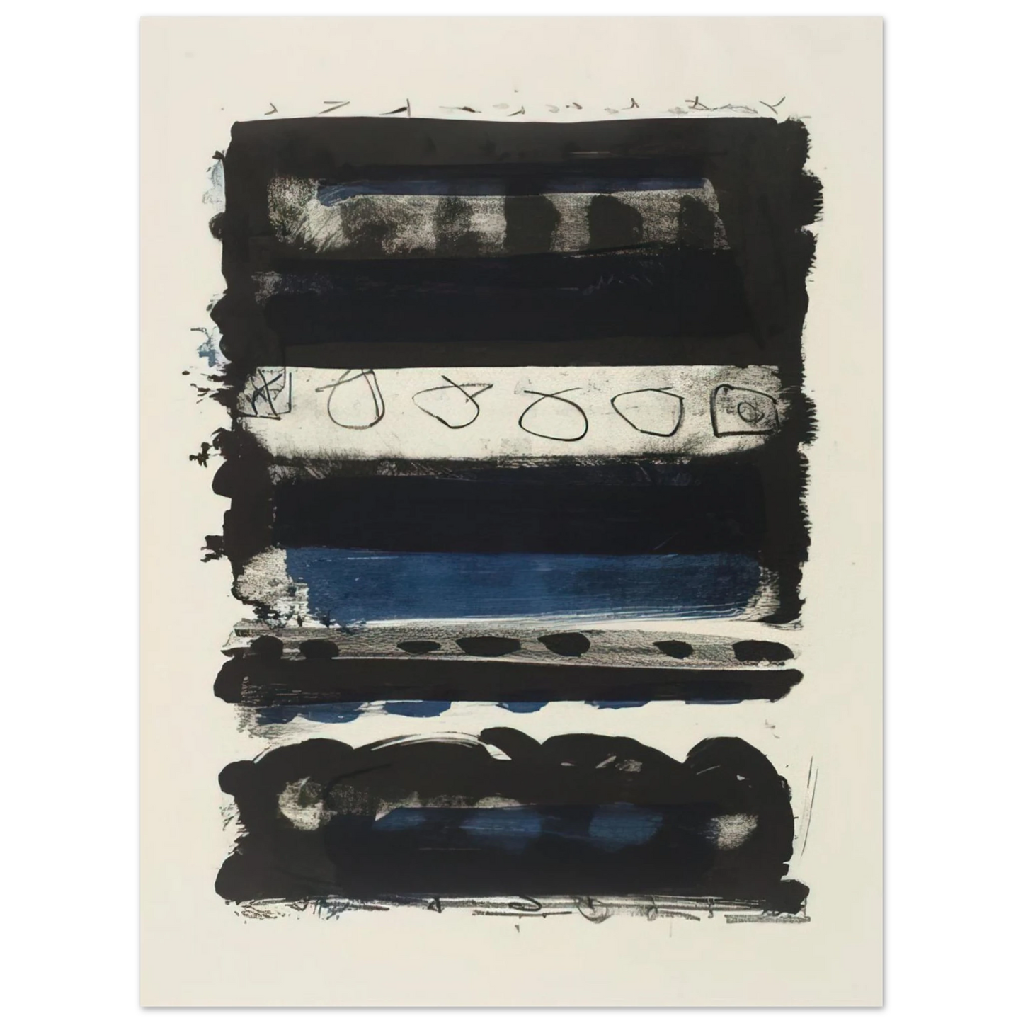 Patrick Heron - Black and Blue Stripes - 1958 Fine Art Poster - Default Title