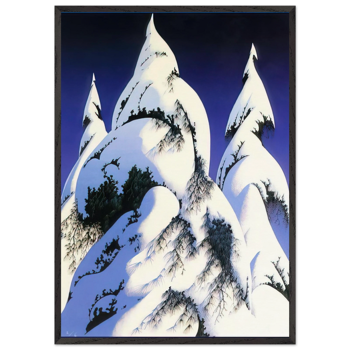Snow Trees - Eyvind Earle 70x100 cm / 28x40 inches Framed Art Print – Black Wooden Frame