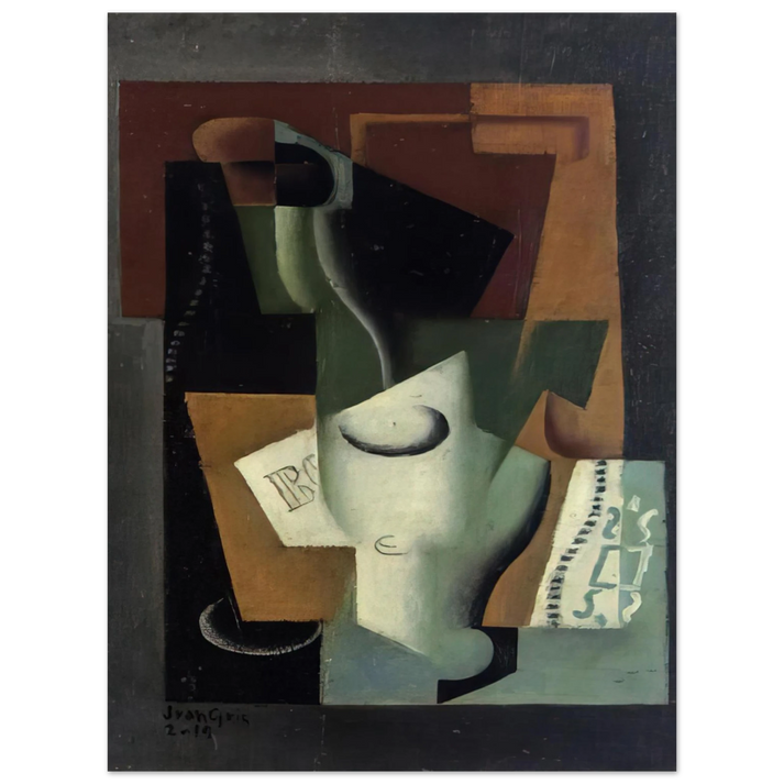 Juan Gris - GLASS AND BOTTLE 75x100 cm / 30x40inches Fine Art Poster