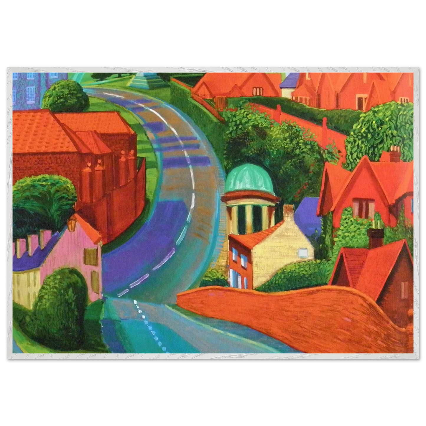 David Hockney - The Road to York Through Sledmere - A2 (42 x 59.4 cm) - Premium Wooden Framed Poster With Fine Art Paper-canvas - White frame