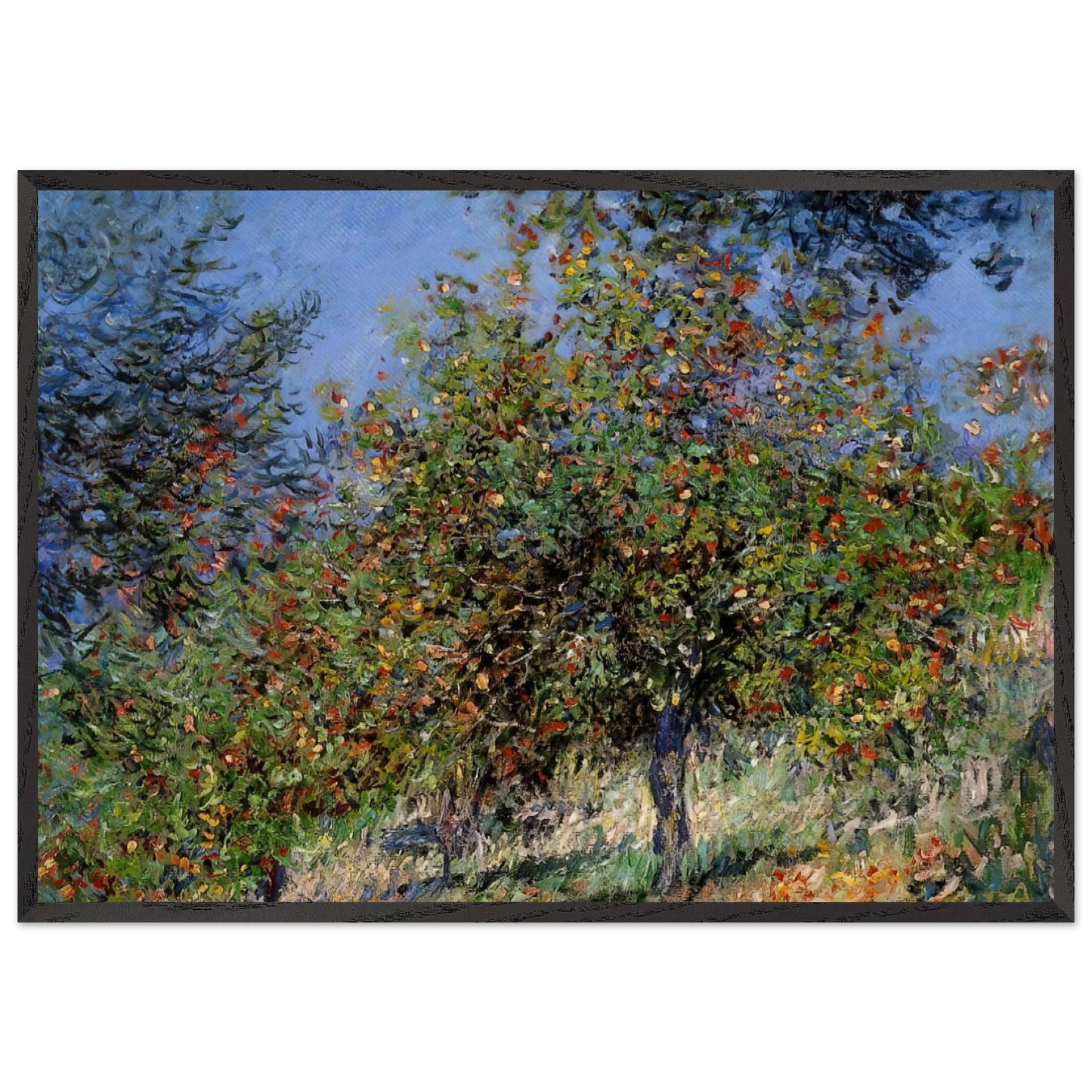 Apple Trees on the Chantemesle Hill - claude monet Framed Art Print – Black Wooden Frame - Default Title - -Framed Art Print