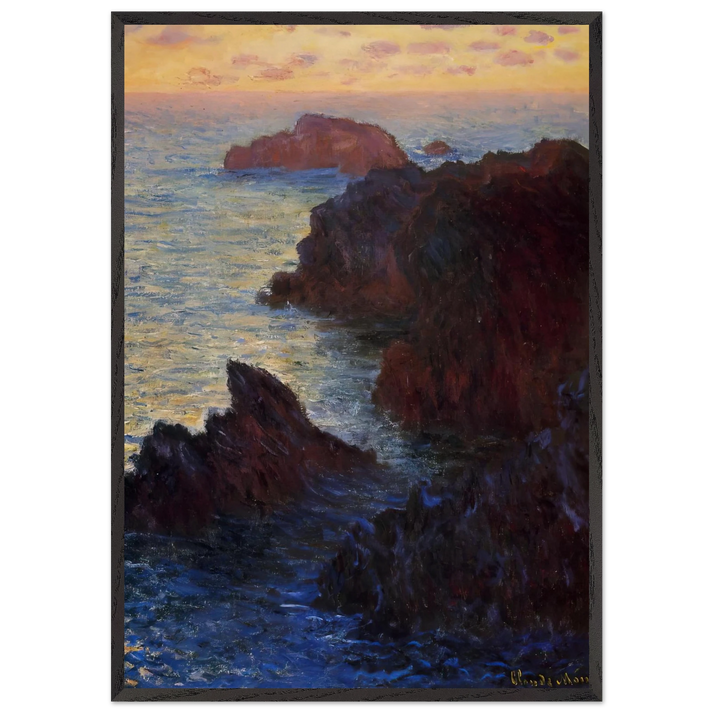 Rocky Point at Port-Goulphar - claude monet 70x100 cm / 28x40 inches Framed Art Print – Black Wooden Frame