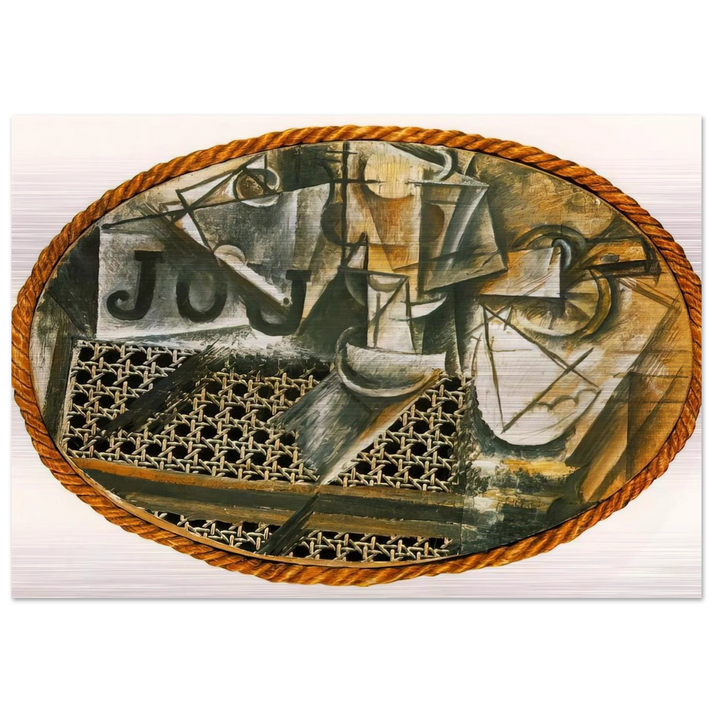 Still Life with Caned Chair - Pablo Picasso Brushed Aluminum Print - 70x100 cm / 28x40 inches | Pablo Picasso Aluminum Print | Pablo Picasso Prints