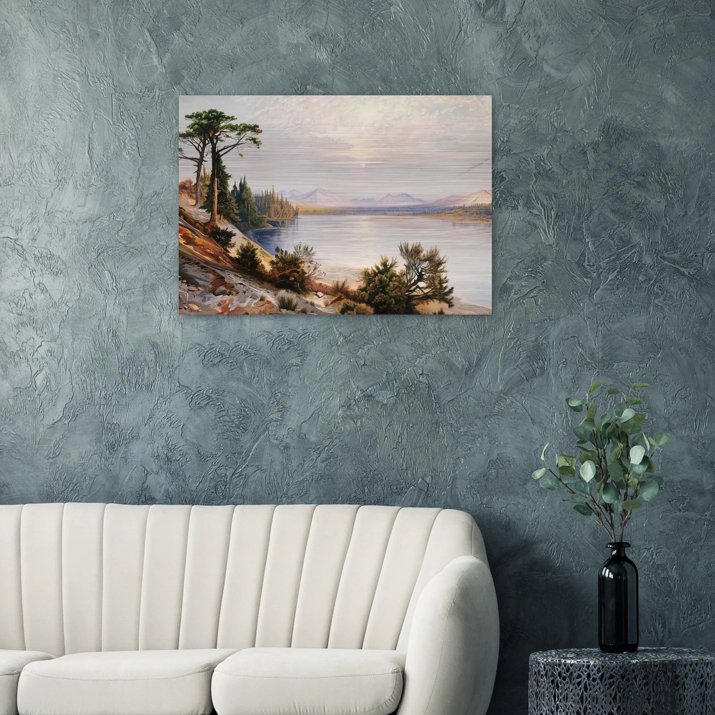 Head of Yellowstone River - Thomas Moran Brushed Aluminum Print - 70x100 cm / 28x40 inches | Thomas Moran Aluminum Print | Thomas Moran Prints