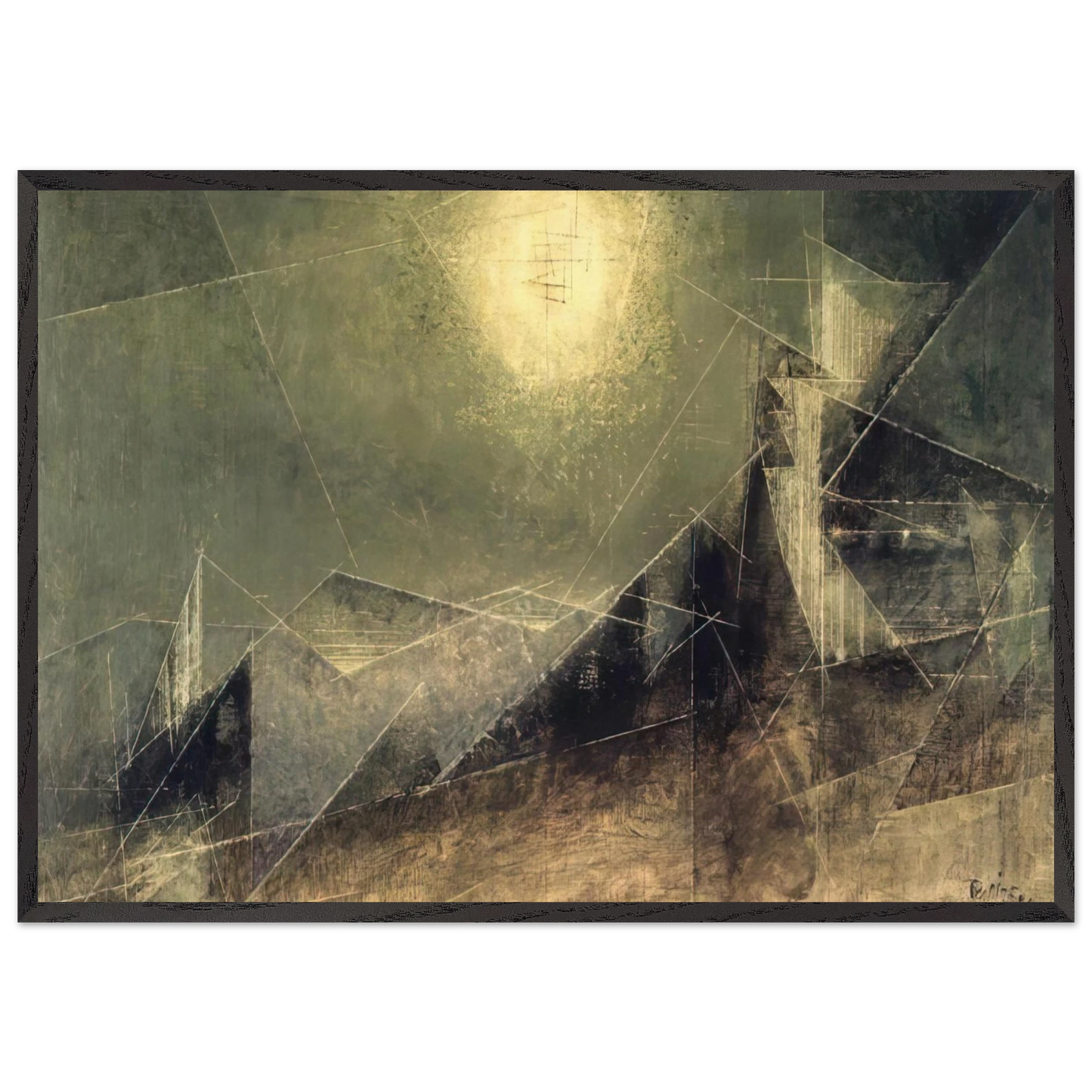 LUNAR WEB 1951 - Lyonel Feininger 70x100 cm / 28x40 inches Framed Art Print – Black Wooden Frame