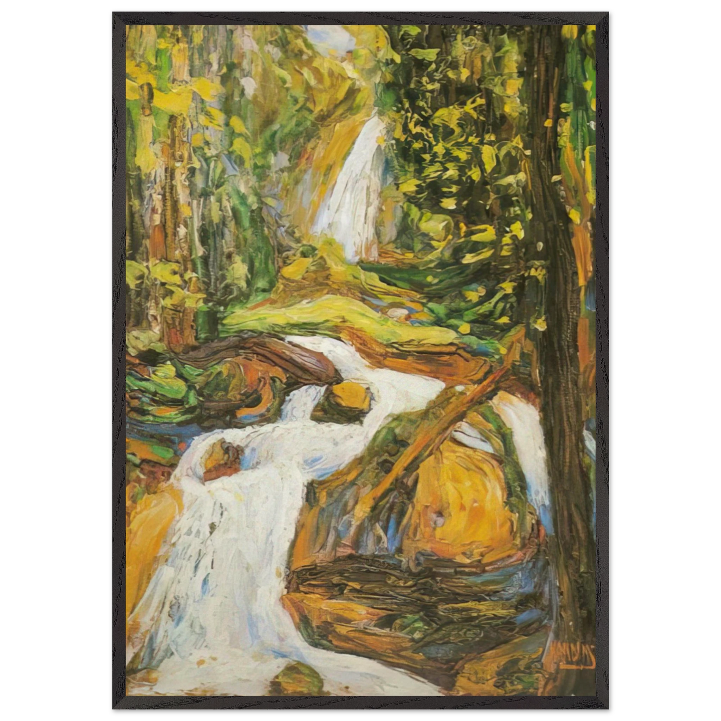 KOCHEL WATERFALL I - Wassily Kandinsky 70x100 cm / 28x40 inches Framed Art Print – Black Wooden Frame