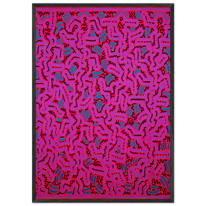 UNTITLED 1984 N1 - Keith Haring 70x100 cm / 28x40 inches Framed Art Print – Black Wooden Frame | Keith Haring Art For Sale