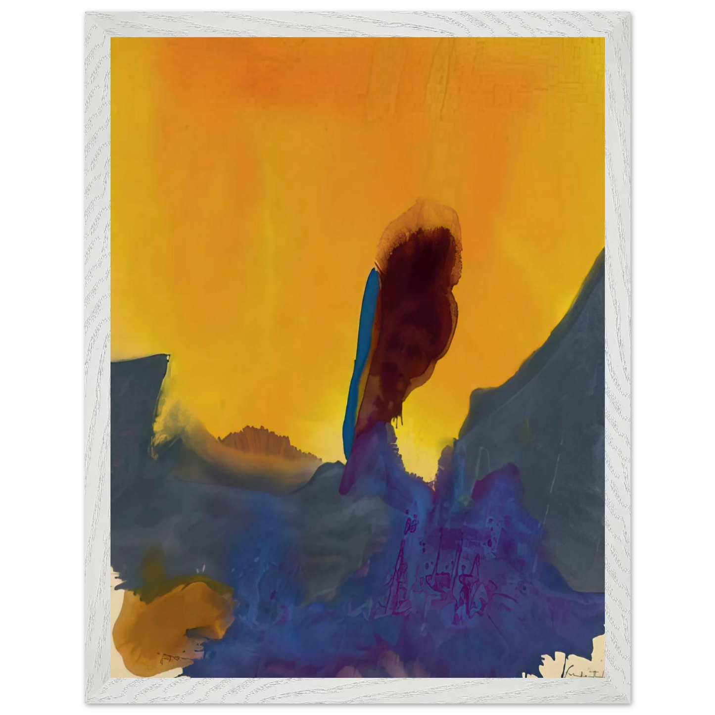 Helen Frankenthaler - Glow II - 1968 Wall art - 20x25 cm / 8x10 inches - Premium Wooden Framed Poster With Fine Art Paper - White frame