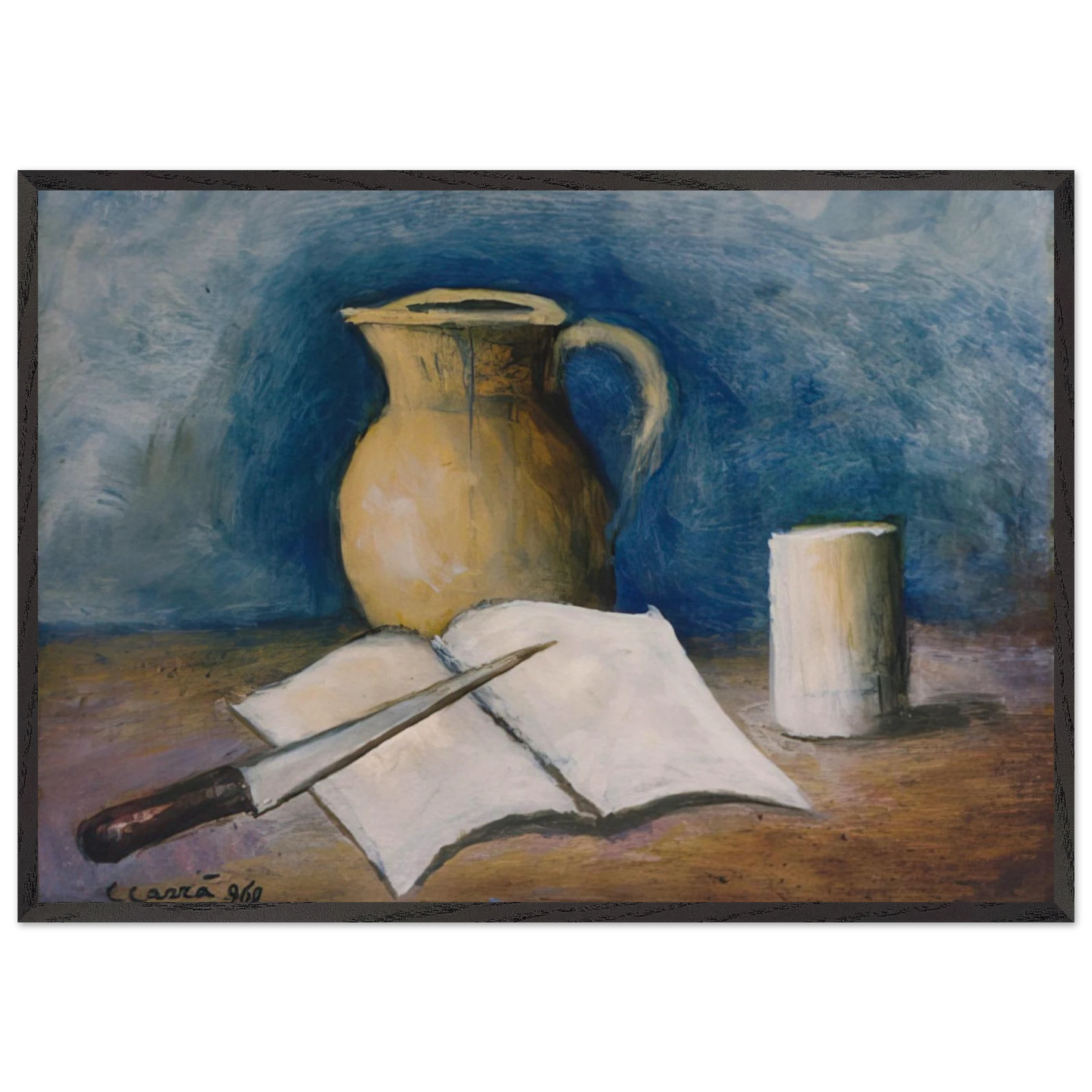 NATURA MORTA - Carlo Carra 70x100 cm / 28x40 inches Framed Art Print – Black Wooden Frame