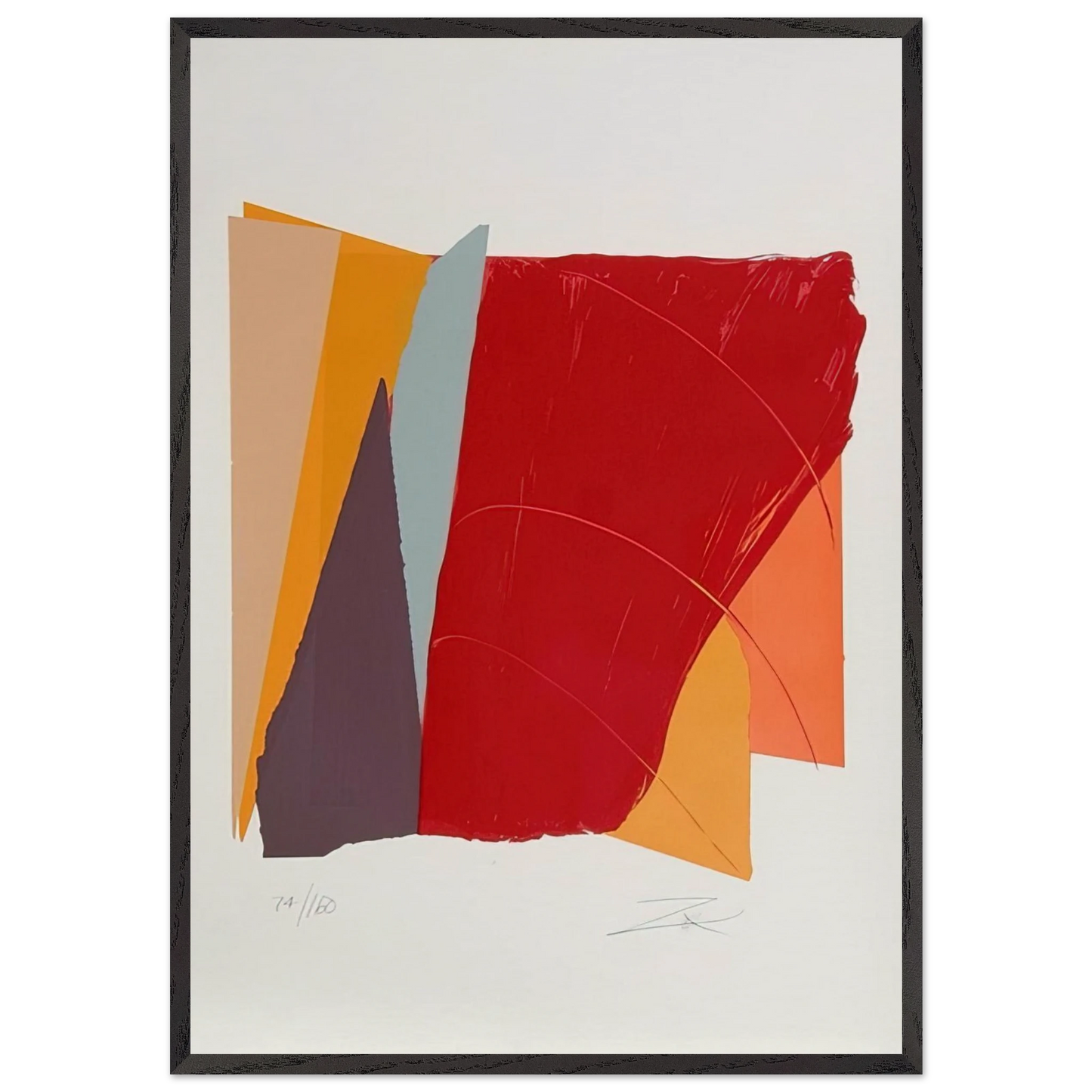 Red Line I - 1979 - Larry Zox 70x100 cm / 28x40 inches Framed Art Print – Black Wooden Frame