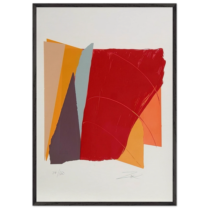 Red Line I - 1979 - Larry Zox 70x100 cm / 28x40 inches Framed Art Print – Black Wooden Frame