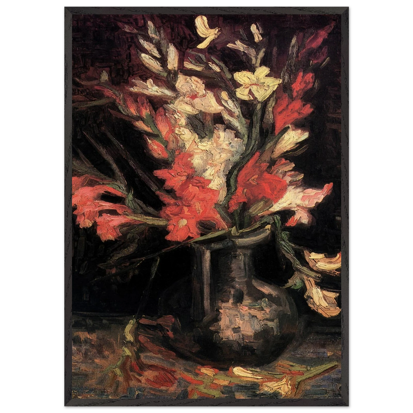 Vase with Red Gladioli - Vincent van Gogh Framed Art Print – Black Wooden Frame - Default Title - -Framed Art Print