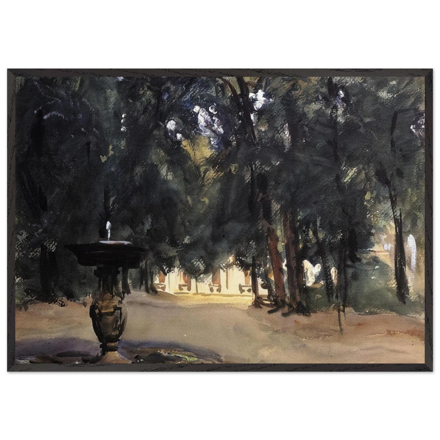Villa Torlonia Fountain - John Singer Sargent Framed Art Print – Black Wooden Frame - Default Title - -Framed Art Print