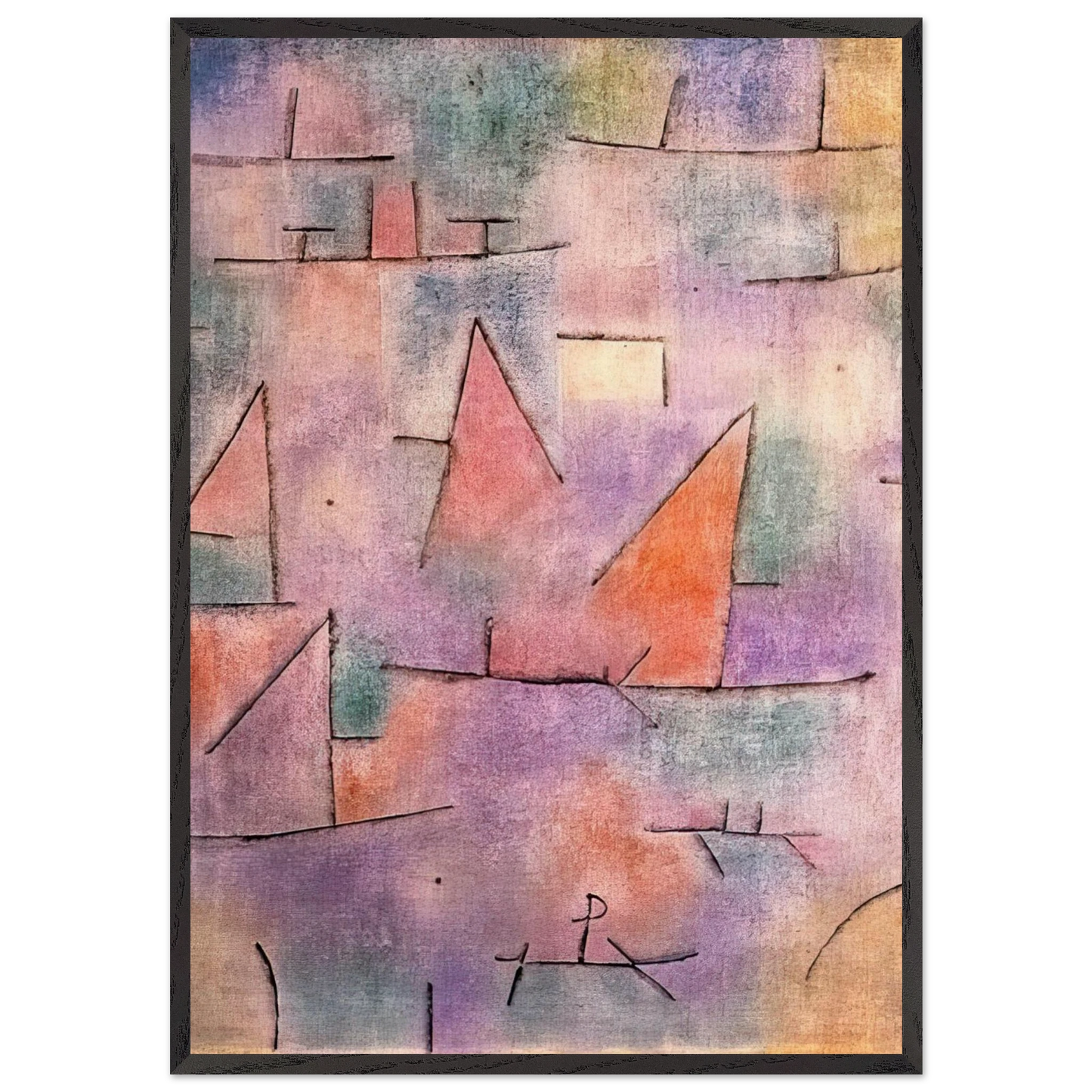 HARBOUR WITH SAILING SHIPS 1937 - Paul Klee Framed Art Print – Black Wooden Frame - Default Title - -Framed Art Print