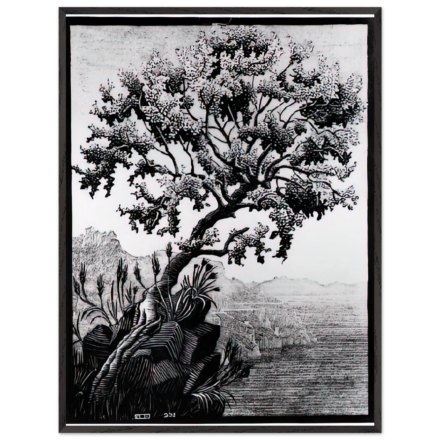 MC Escher - ESCHER (14) Wall Art - 60x80 cm / 24x32 inches - Premium Wooden Framed Poster With Fine Art Paper-canvas - Wood frame